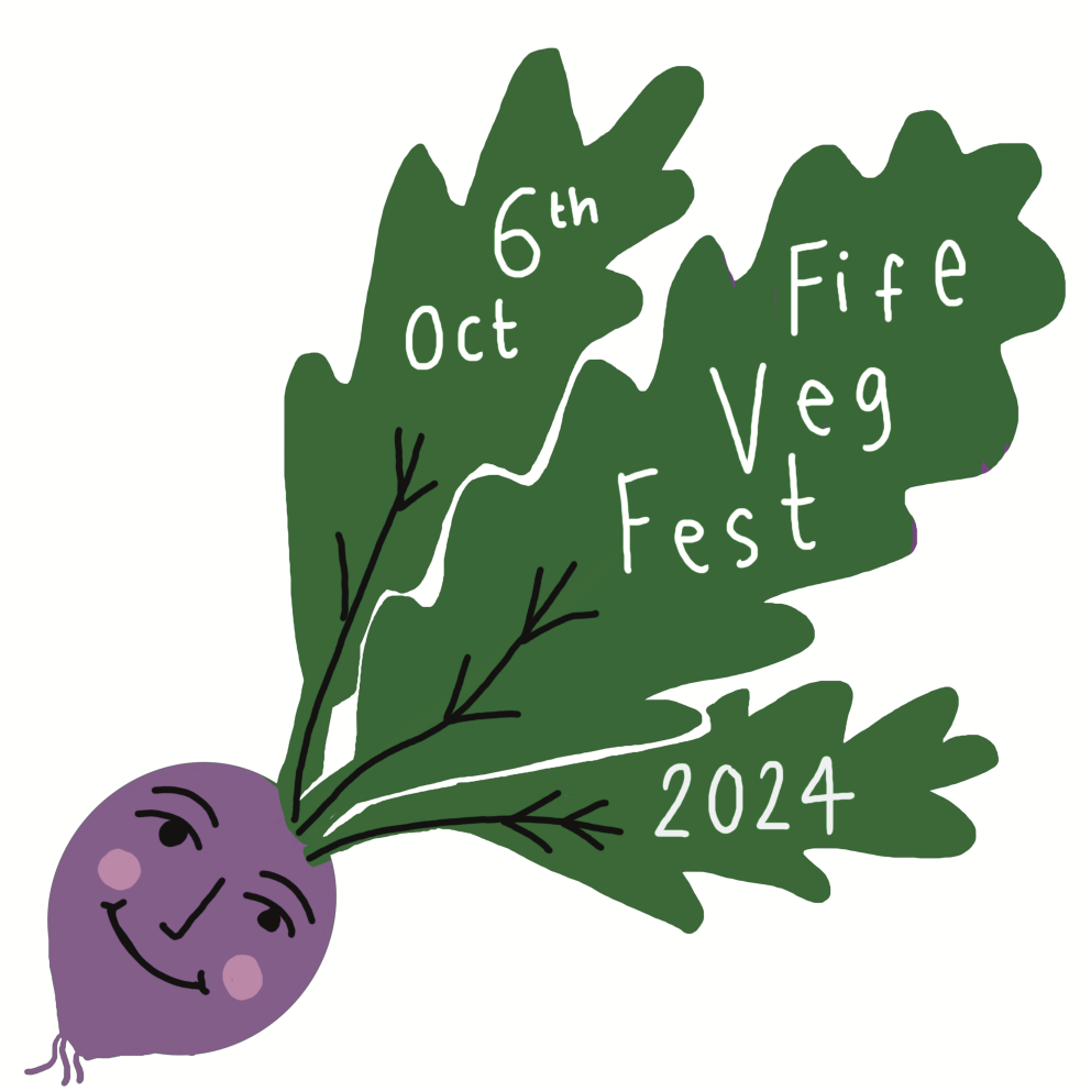 VegFest logo is weird happy dopy vegetables